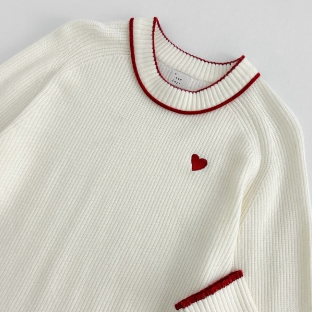 A New Day Cream and Red Knit Sweater